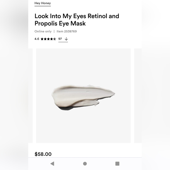 Hey Honey Look Into My Eyes Retinol & Propolis Eye Mask Full Size NWT - Picture 3 of 5